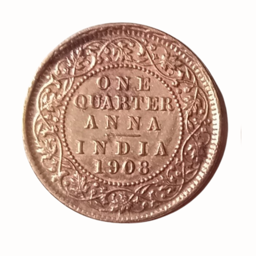 One Quarter Anna 1908 Edward VII King Given Different Good Condition