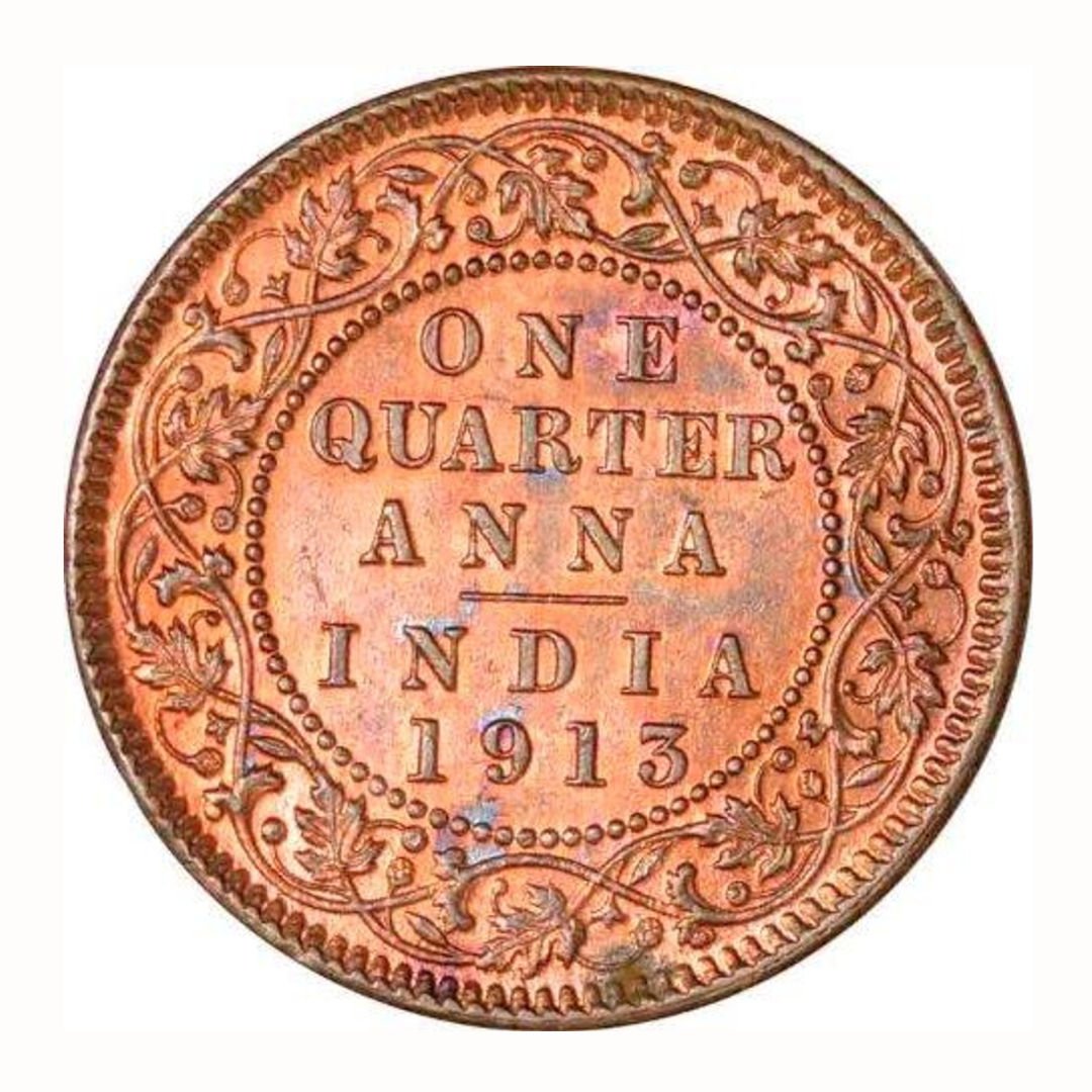 One Quarter Anna 1913 George V King Given Different Good Condition