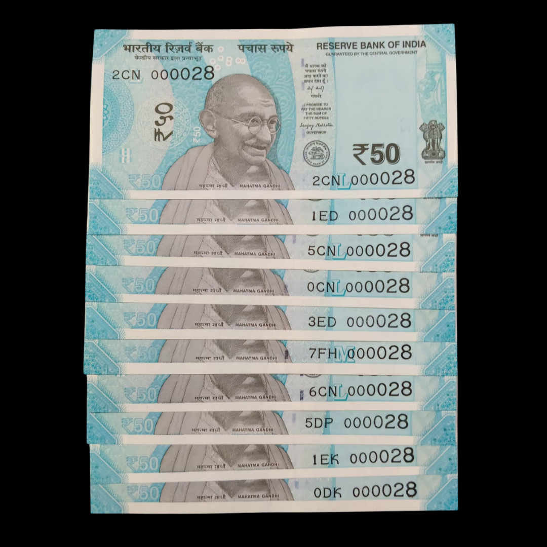 Rs 50 Super Lower Number 10 Pcs Lot 000028 Rare Difficult To Collect