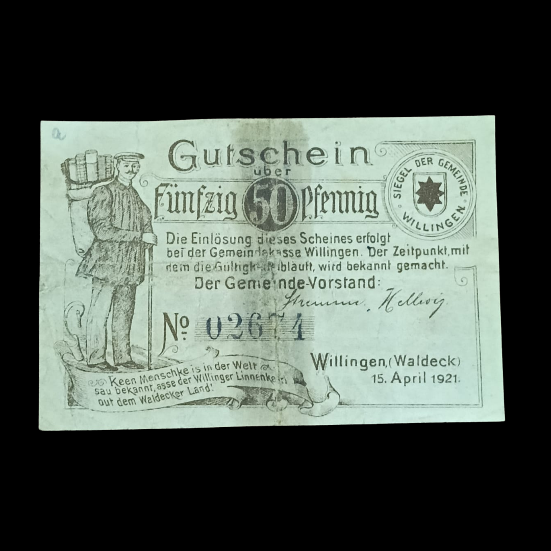 50 Pfennig Linnenkeerl Fabric Salesman Complete German Notgeld