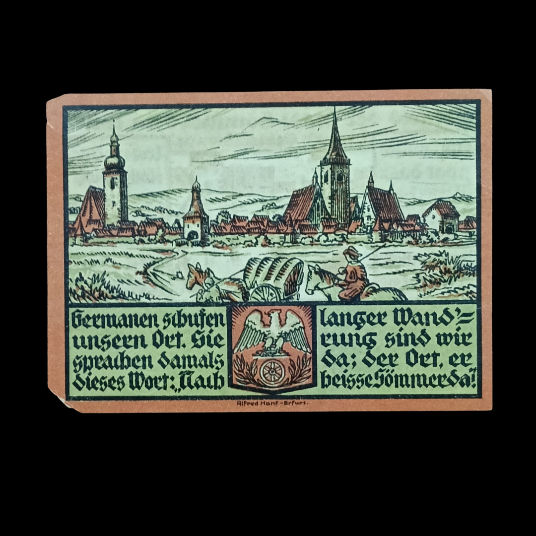 25 Pfennig Local Banknote Germany, Sömmerda village, 1921