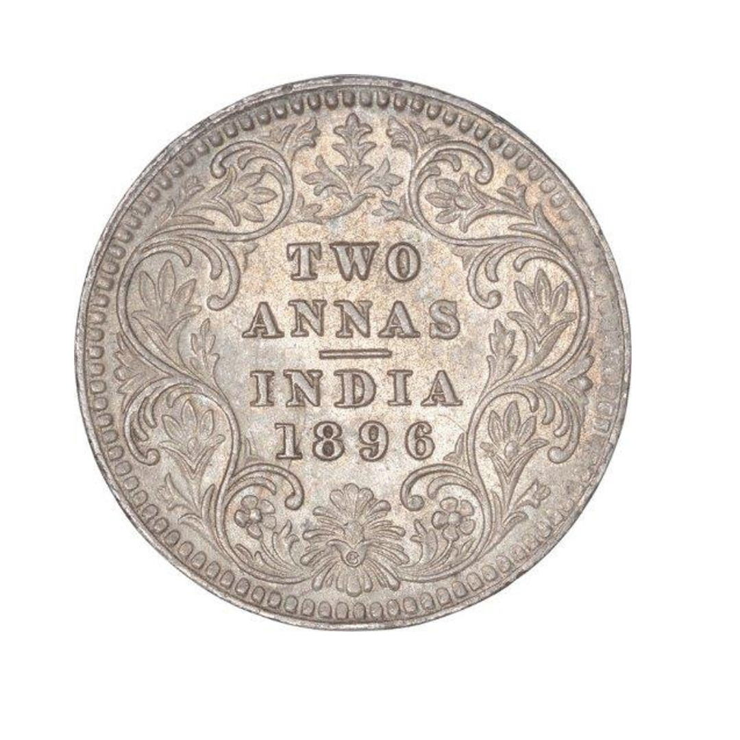 Two Annas Silver Coin 1896 Victoria Empress Rare Collectible
