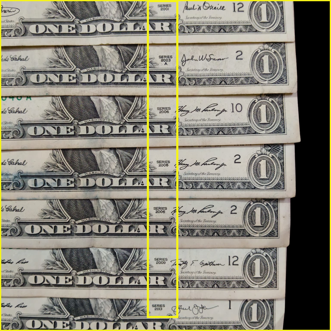 Buy 1 Dollar  Set of 7 Notes Different Year Series Mix Governor