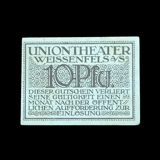 10 Pfennigs Uniontheater Local Weimar Republic City of Weißenfels