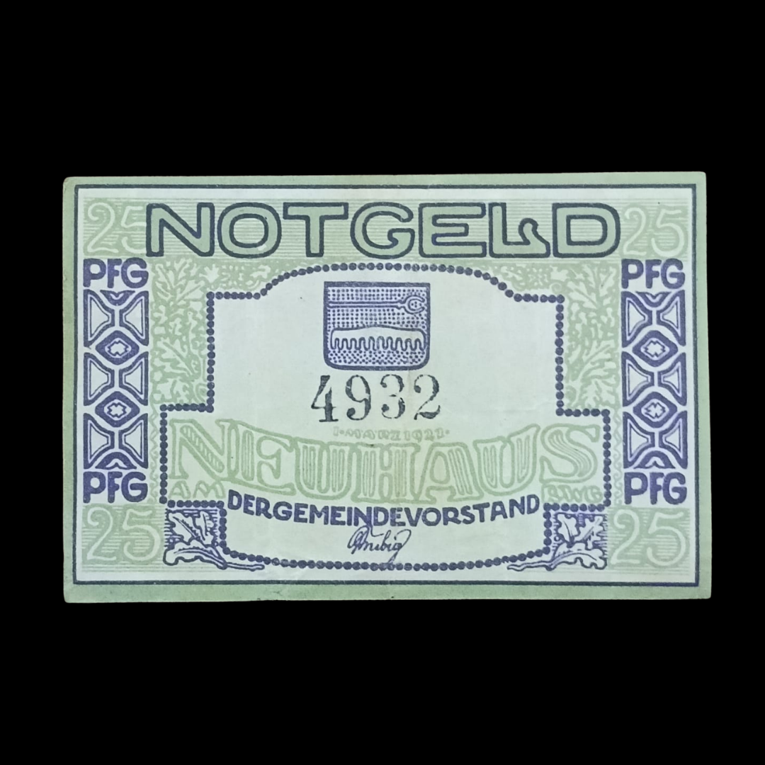 25 Pfennigs Local banknotes Weimar Republic Municipality of Neuhaus am Rennweg