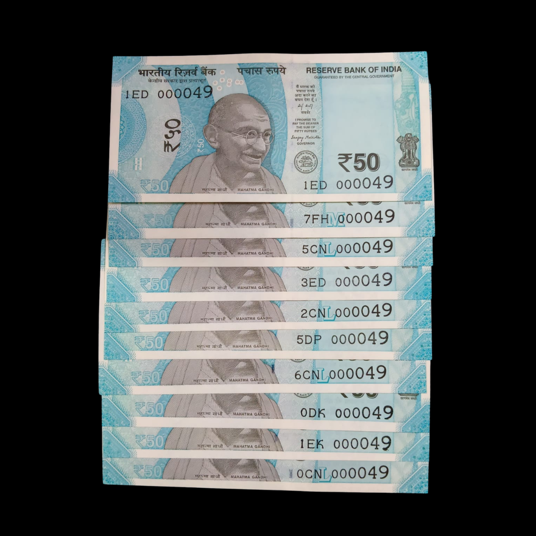 Rs 50 Super Lower Number 10 Pcs Lot 000049 Rare Difficult To Collect