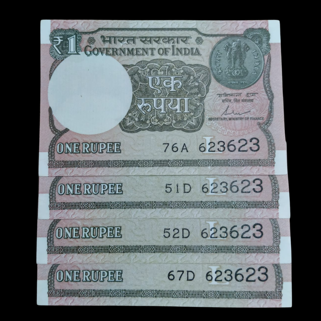 Rs 1 Set of 4 Notes Doubling Number 623623 Hard To Collect
