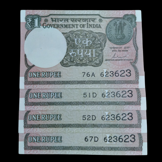 Rs 1 Set of 4 Notes Doubling Number 623623 Hard To Collect
