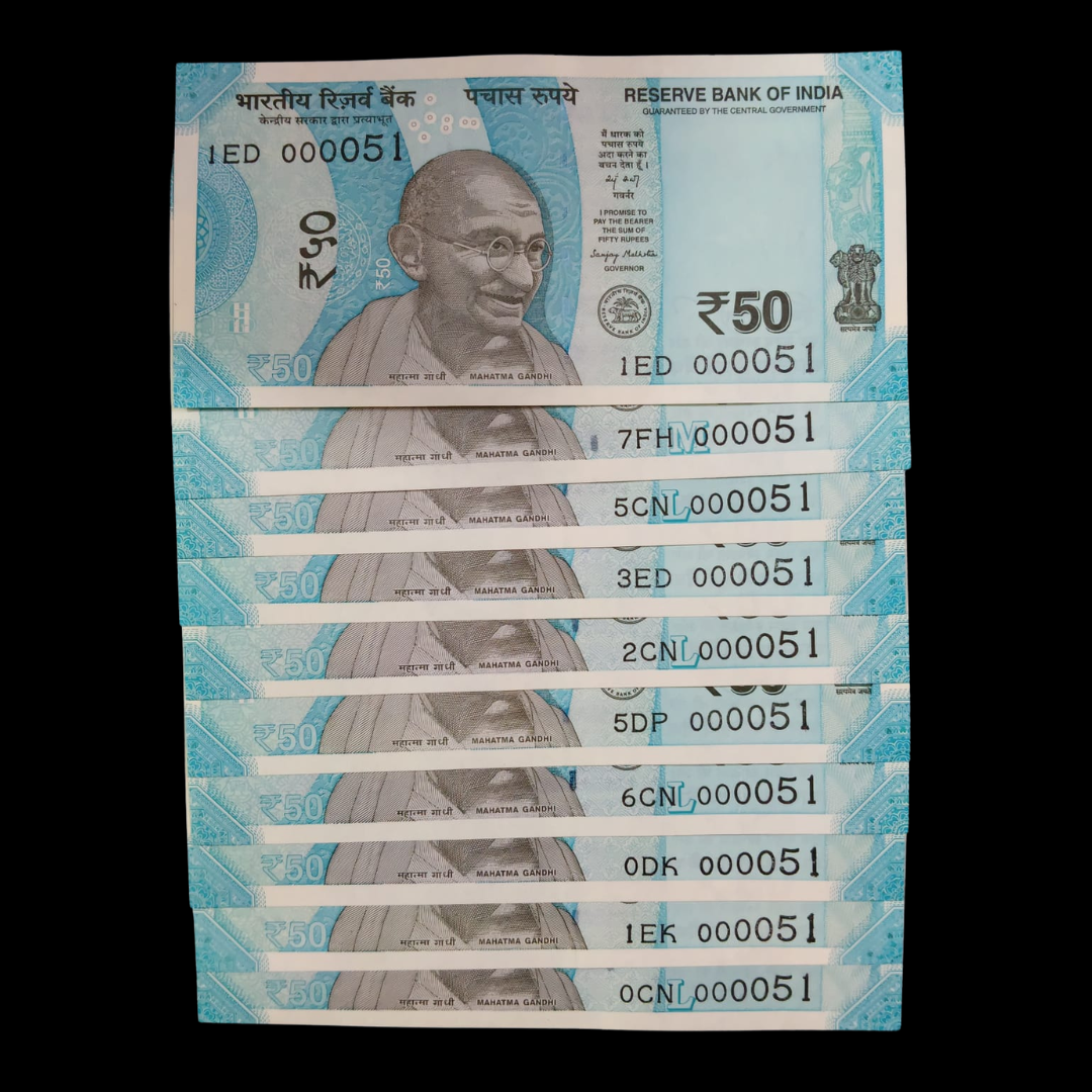 Rs 50 Super Lower Number 10 Pcs Lot 000051 Rare Difficult To Collect
