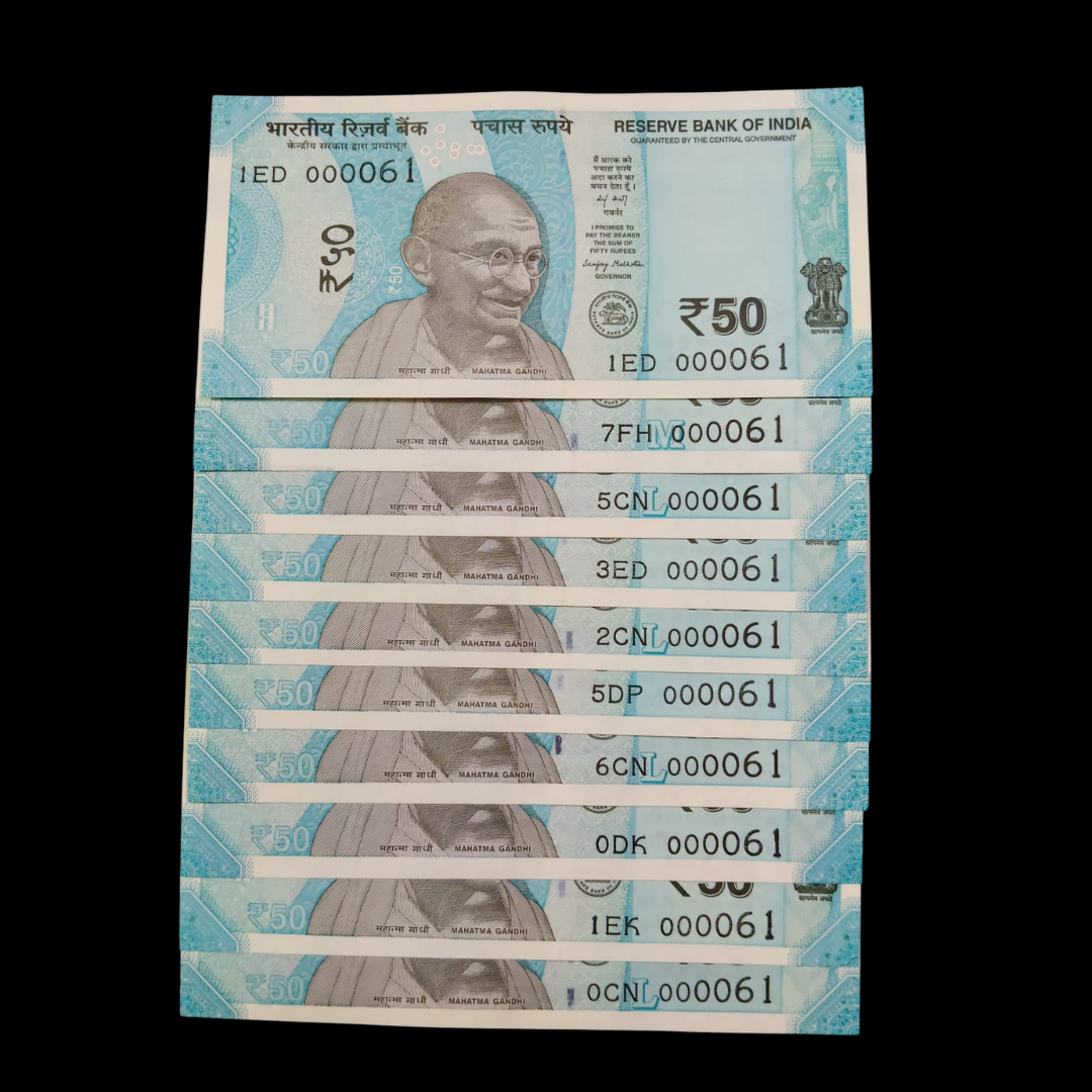Rs 50 Super Lower Number 10 Pcs Lot 000061 Rare Difficult To Collect