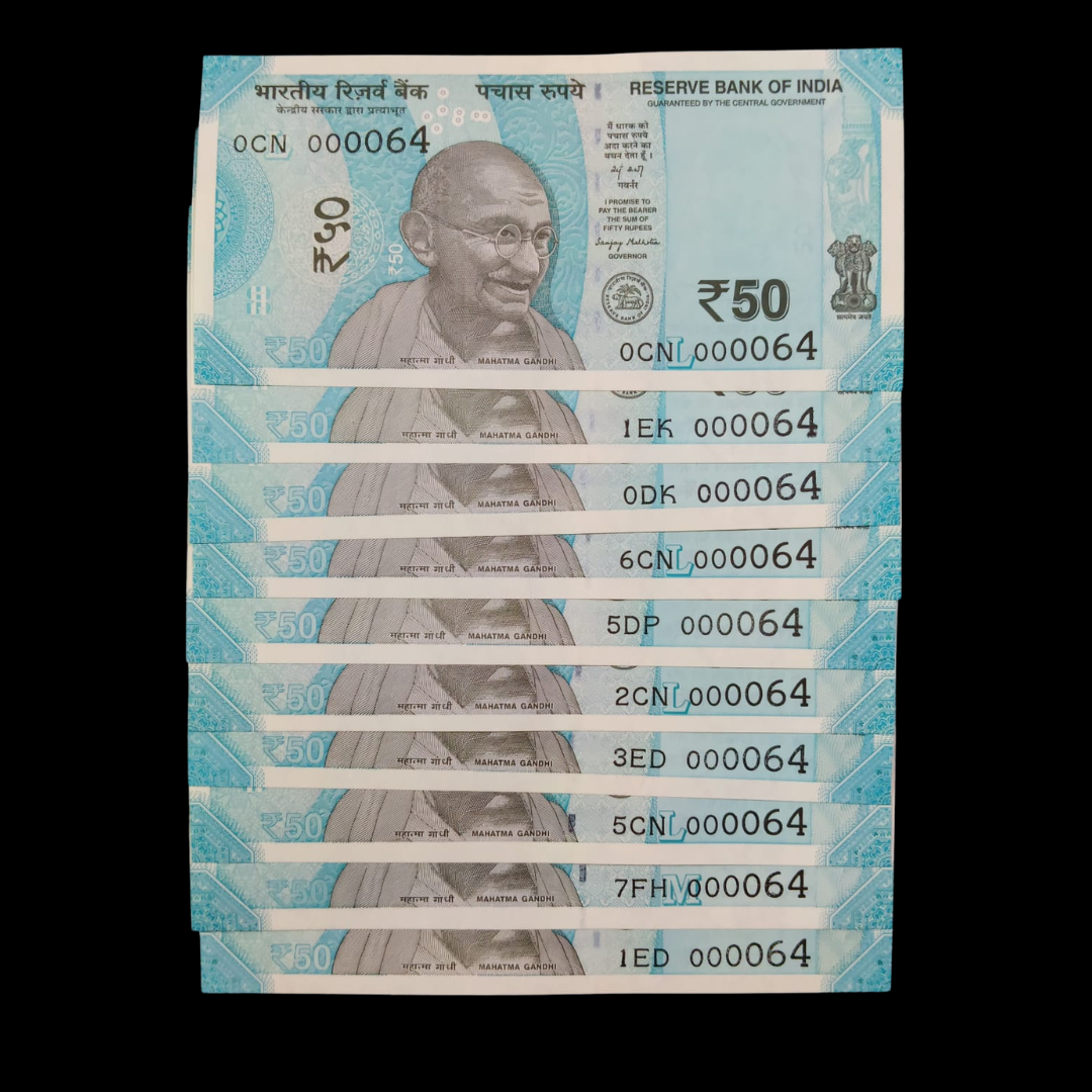 Rs 50 Super Lower Number 10 Pcs Lot 000064 Rare Difficult To Collect