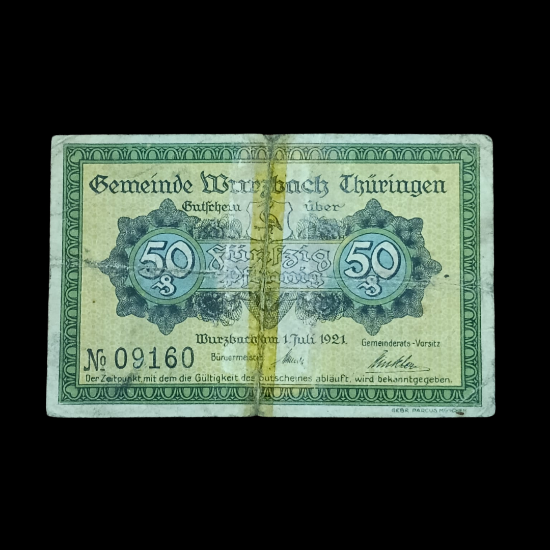 50 Pfennig Notgeld Municipality of Wurzbach (Thuringia), Weimar Republic