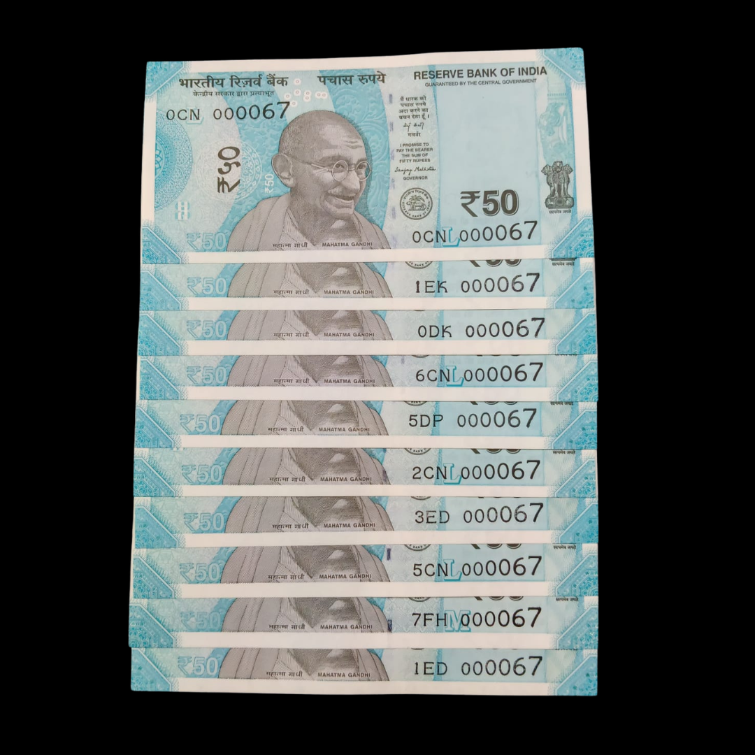 Rs 50 Super Lower Number 10 Pcs Lot 000067 Rare Difficult To Collect