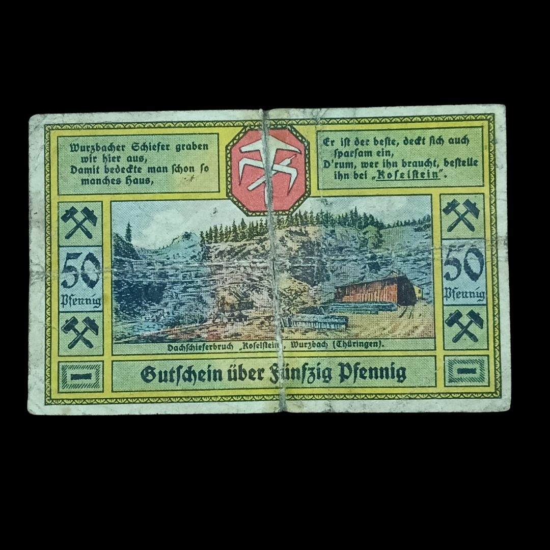 50 Pfennig Notgeld Municipality of Wurzbach (Thuringia), Weimar Republic