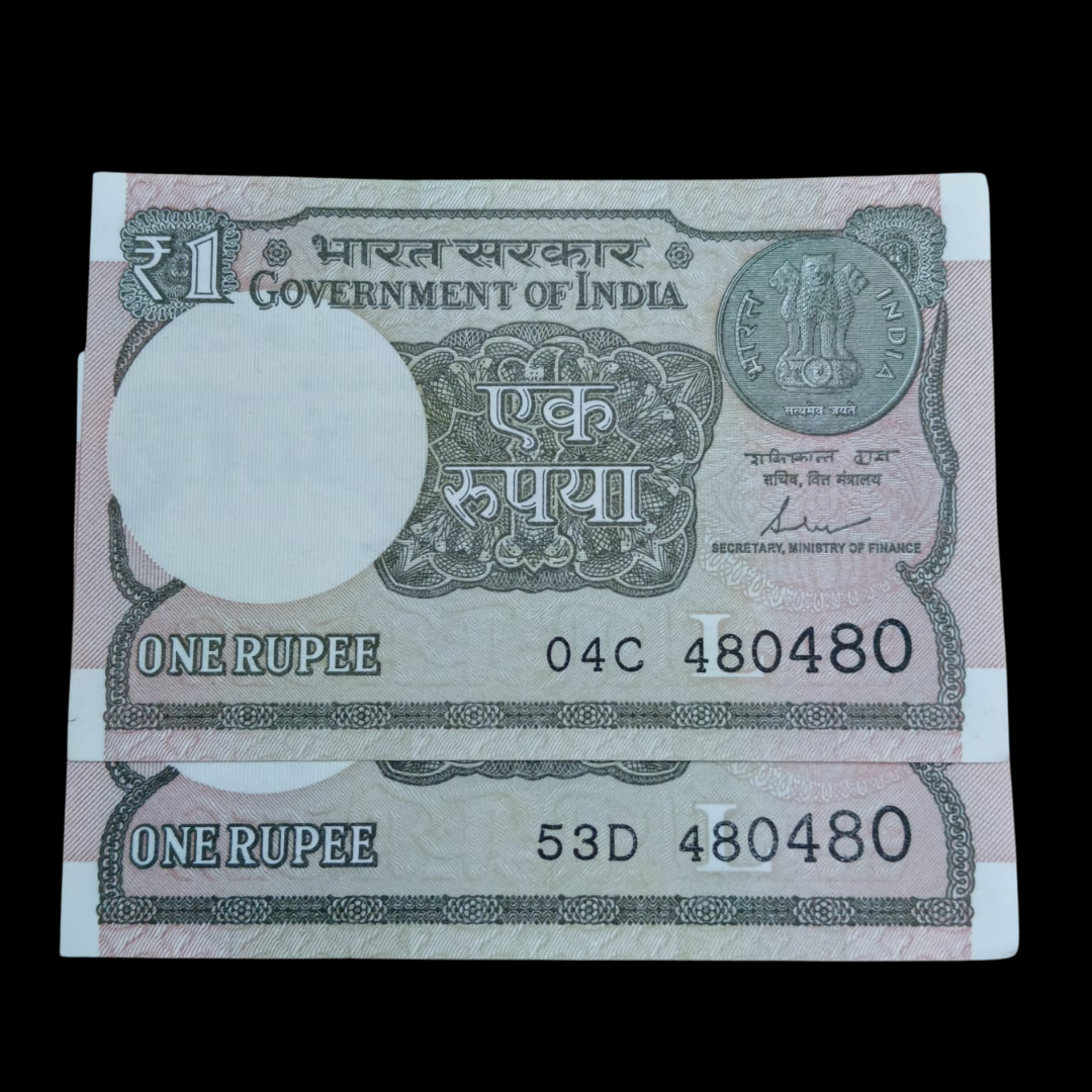 Rs 1 Set of 2 Notes Doubling Number 480480 Hard To Collect