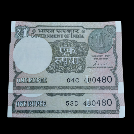 Rs 1 Set of 2 Notes Doubling Number 480480 Hard To Collect