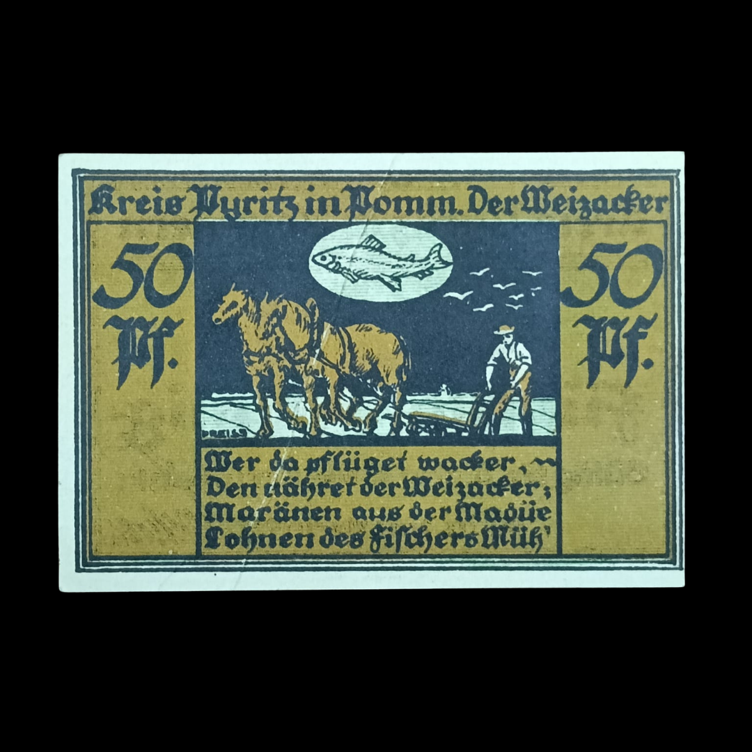 50 Pfenning Pyritz (Poland Pyrzyce) Notgeld 1921 Rare Item