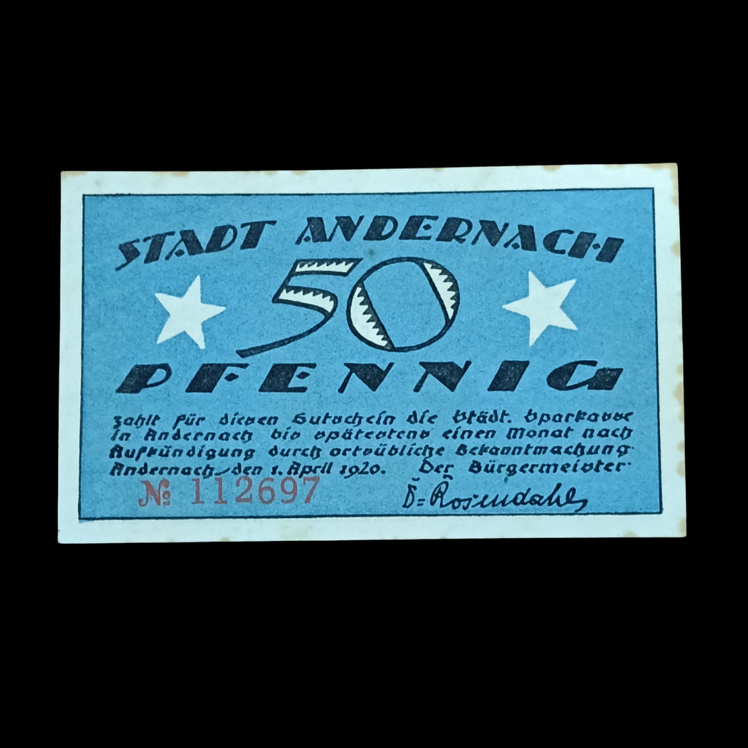 50 Pfennig Notgeld City of Andernach (Stadt Andernach) 1920