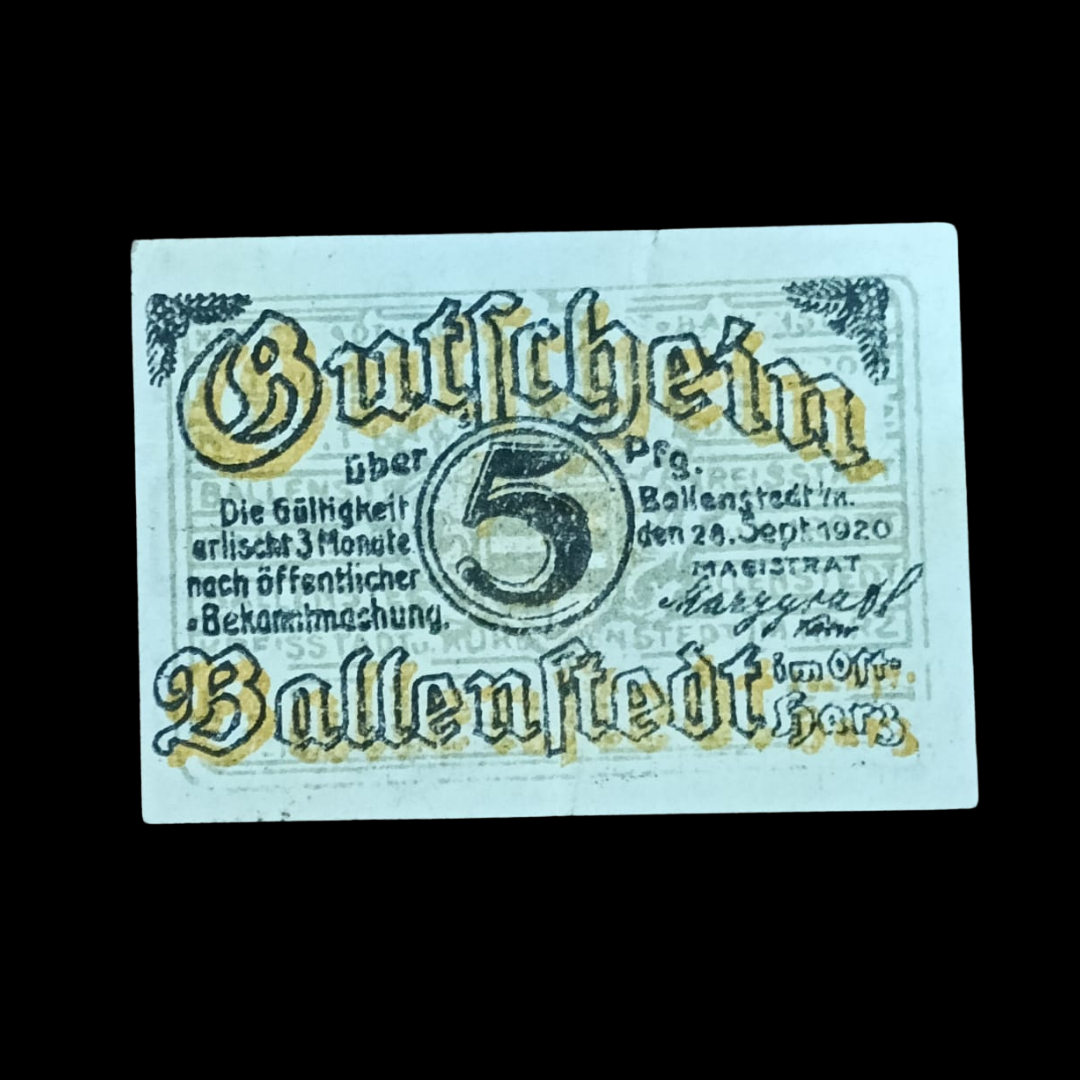 5 Pfennig Notgeld City of Ballenstedt (Magistrat Ballenstedt im Ostharz)