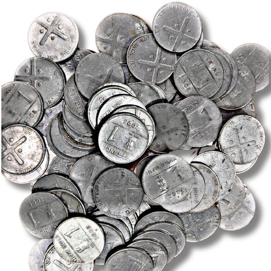 BULK LOT: 100 Pcs India 1 Rupee "Cross Coin" - National Integration 