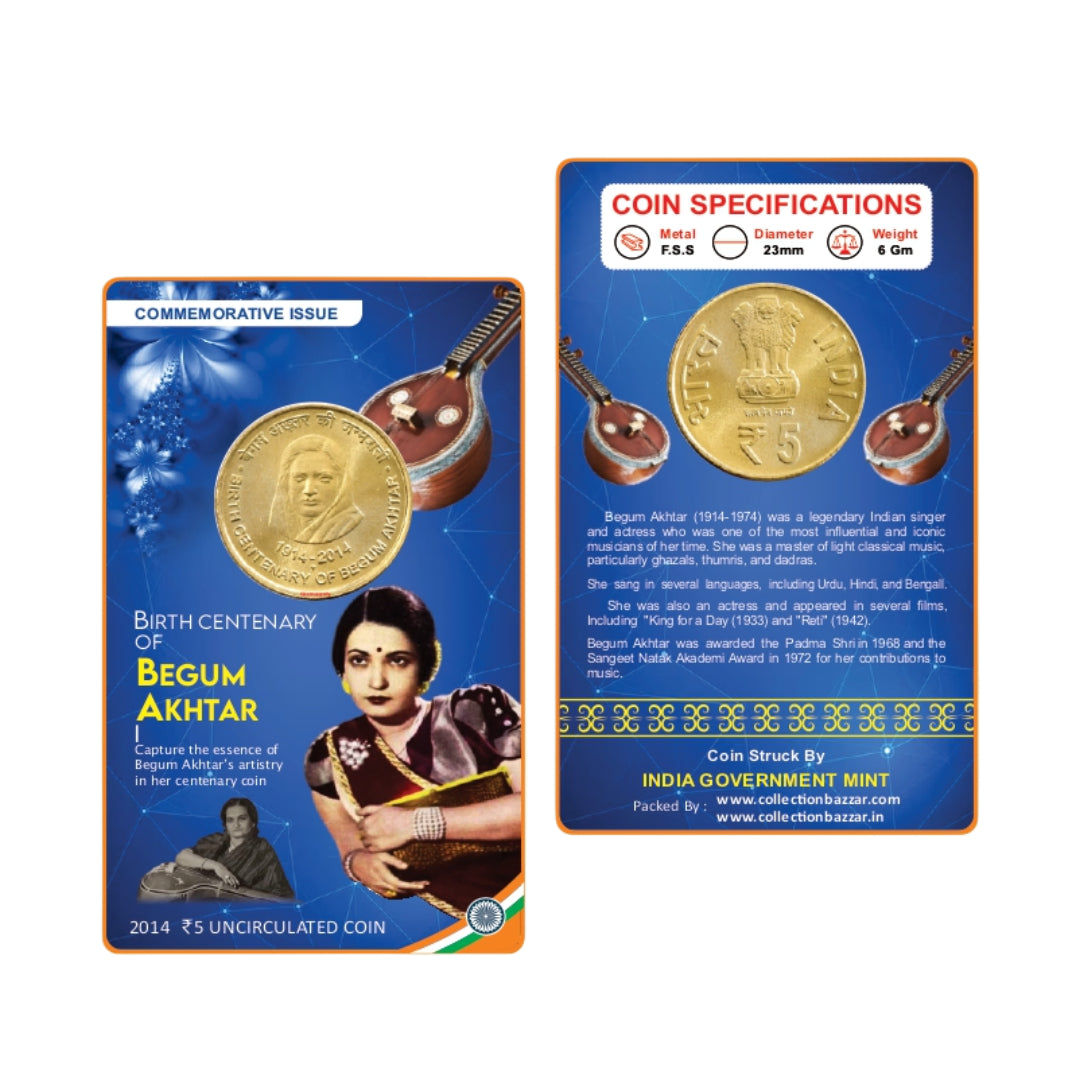 Rs 5 Birth Centenary of Begum Akhtar Coin Card spl edition buy
