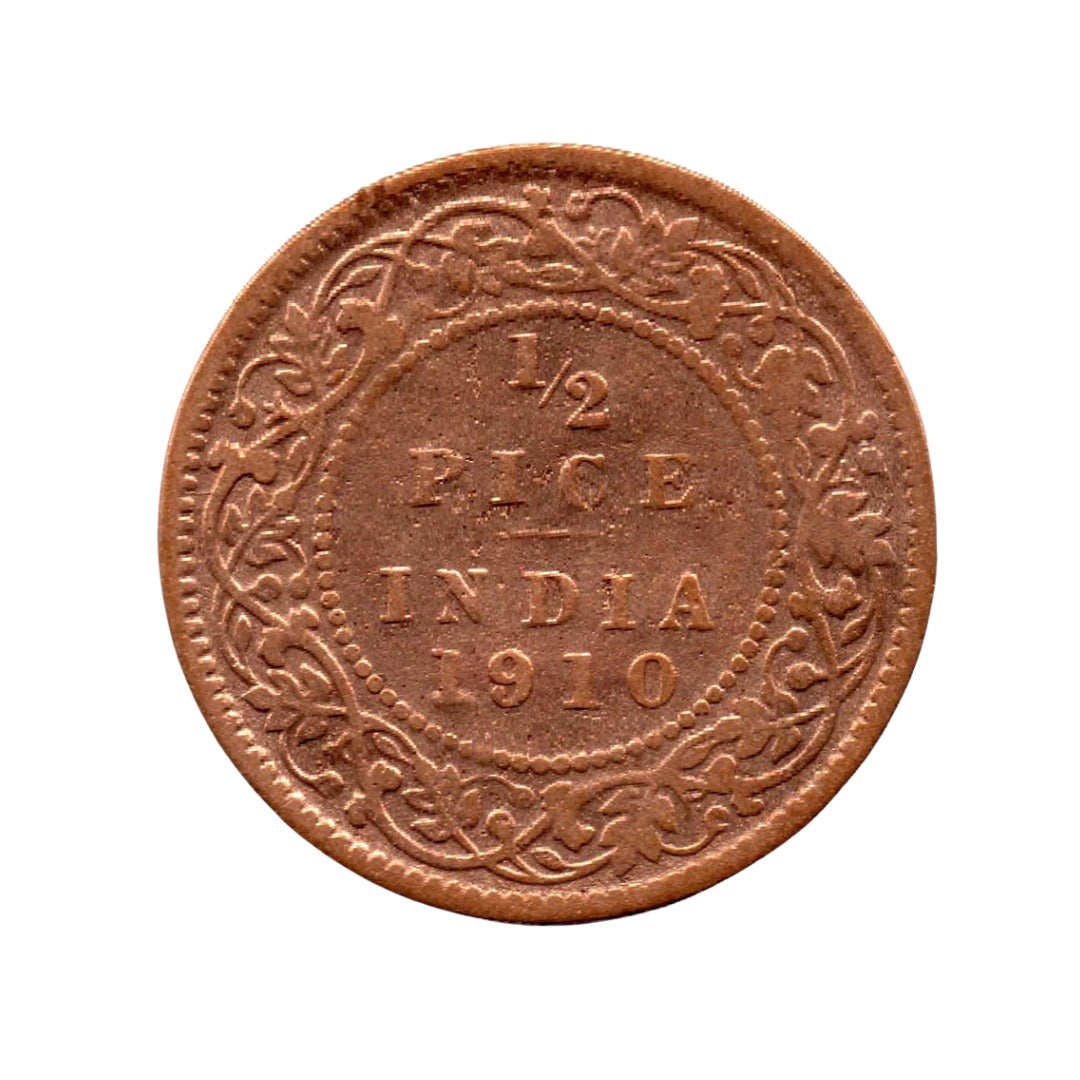 British India 1/2 Pice Edward king And  Empire V 1910 Coin rare - Collection Bazzar
