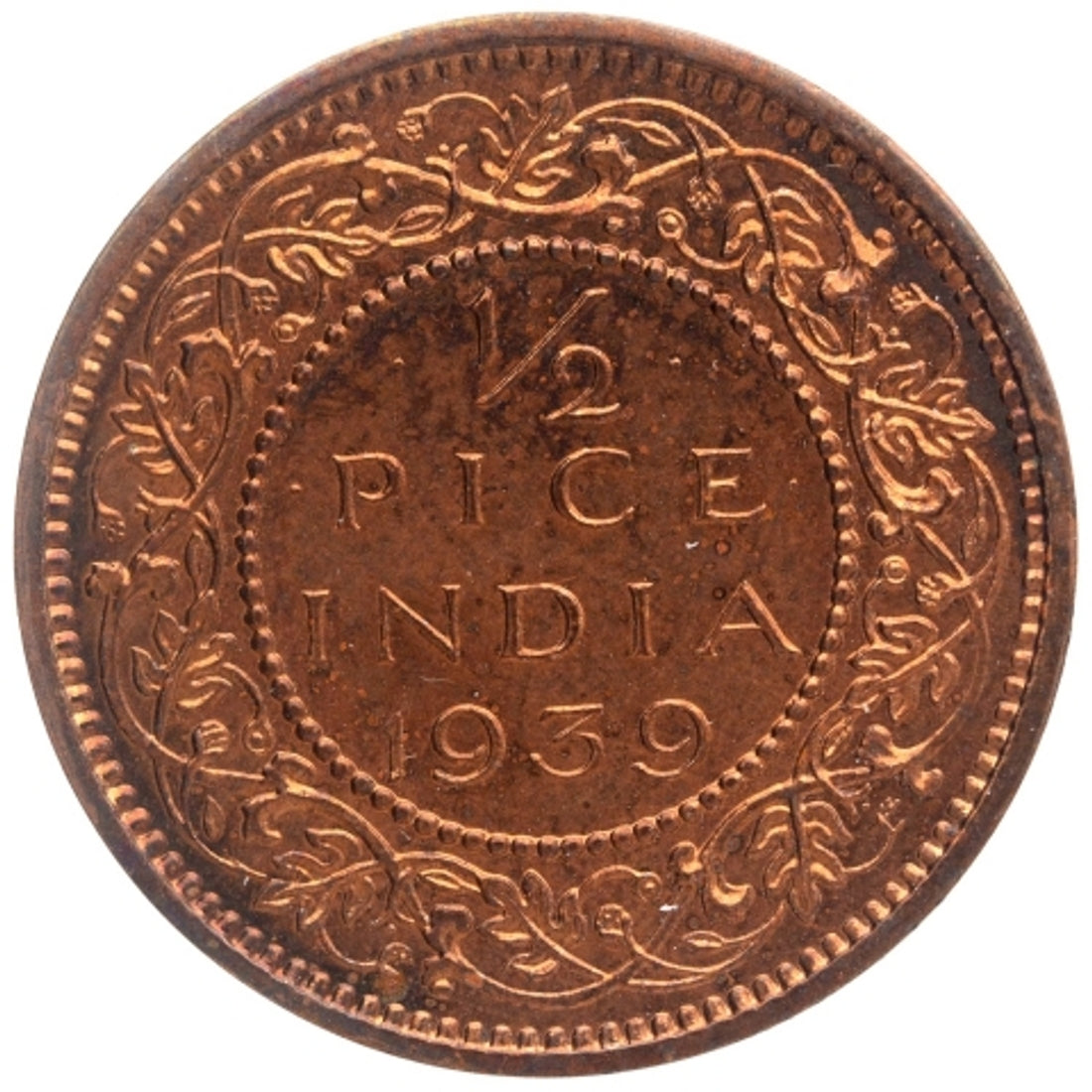 British India 1/2 Pice George V King Emperor 1939 Coin Rare - Collection Bazzar