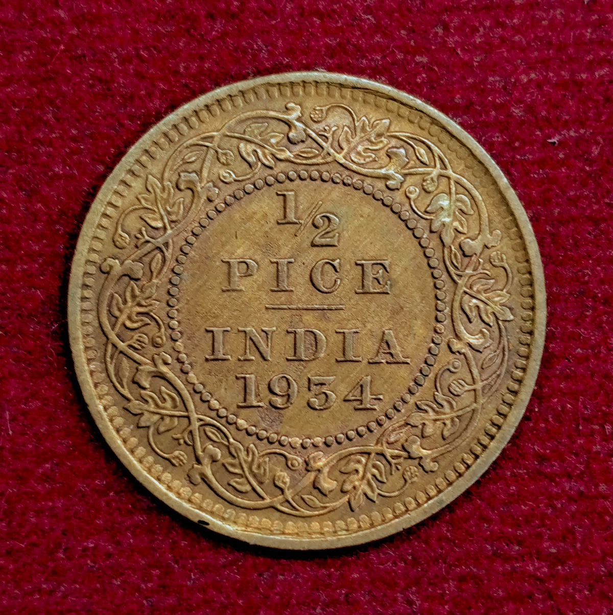 British India 1/2 Pice George V king Emperor 1934 Coin Rare - Collection Bazzar