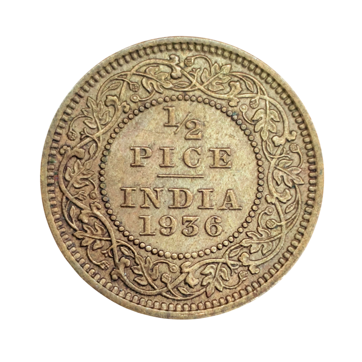 British India 1/2 Pice George V king Emperor 1936 Coin Rare - Collection Bazzar