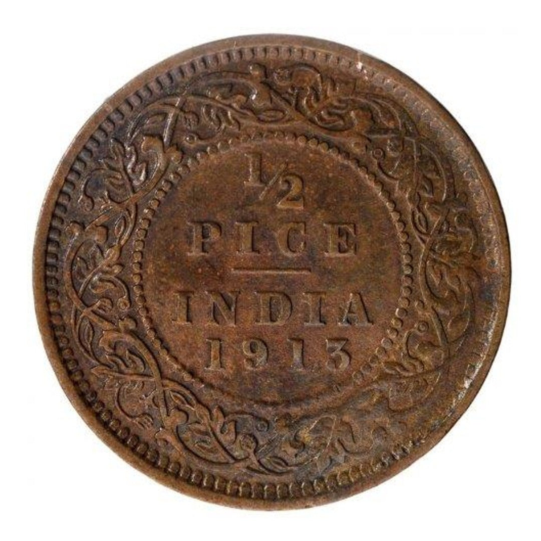 British India 1/2 Pice George V king Empire V 1913 Coin rare  good condition difrent pice given - Collection Bazzar