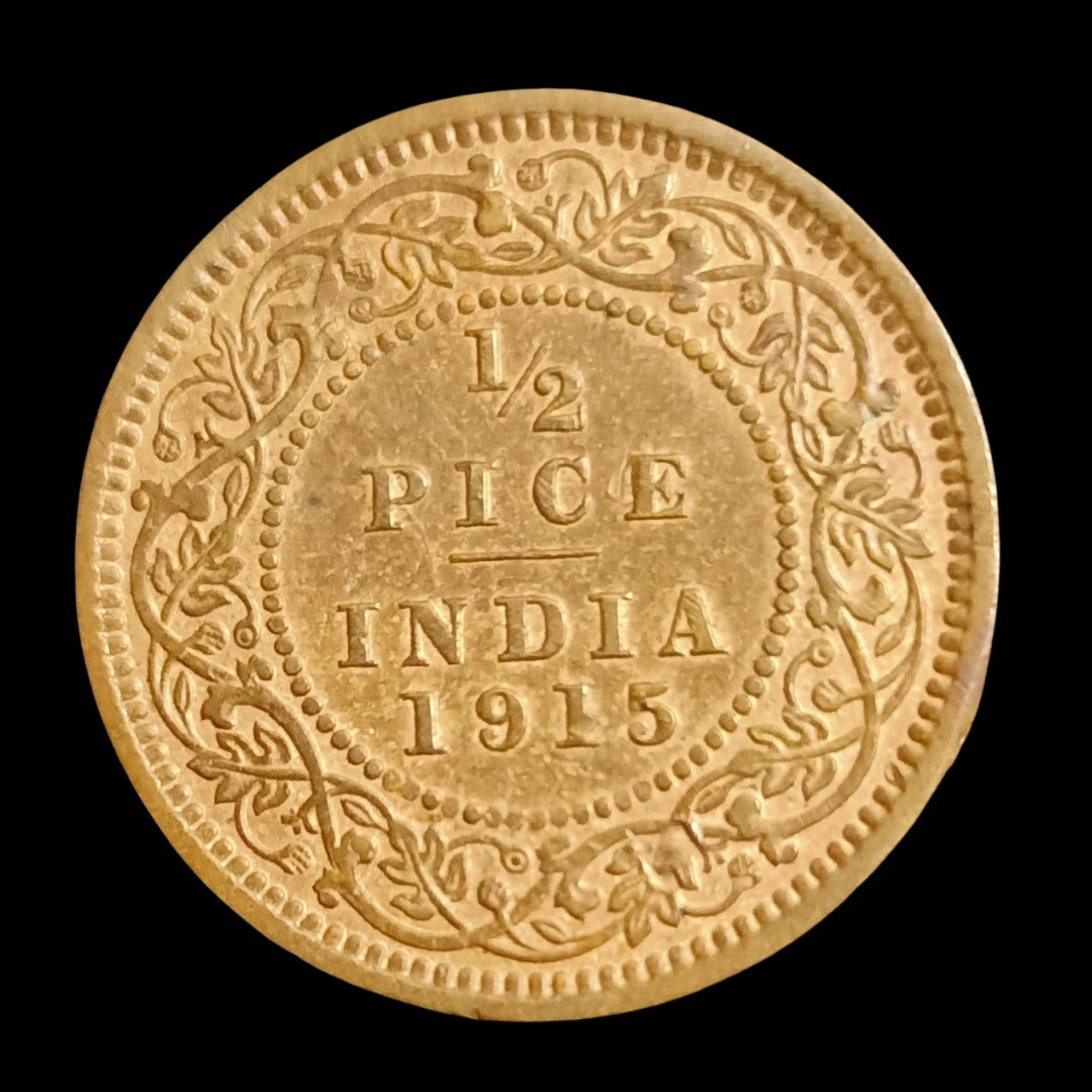 British India 1/2 Pice George V king Empire V 1915 Coin rare  good condition difrent pice given - Collection Bazzar