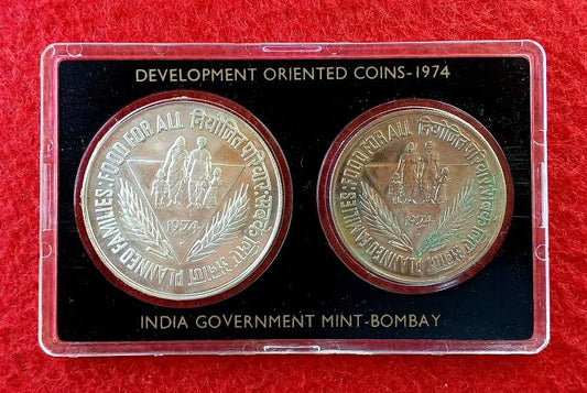 Buy 1974 Planned Families food Commemorative Coin of Rs 50 and Rs 10 - Collection Bazzar