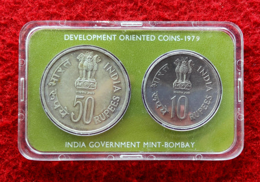 Buy 1979 India Development Oriented silver coin in Rs 10 & Rs 50 - Collection Bazzar