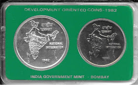 Buy 1982 National Integration UNC SET of Two coins Rs 10 and Rs 5 - Collection Bazzar