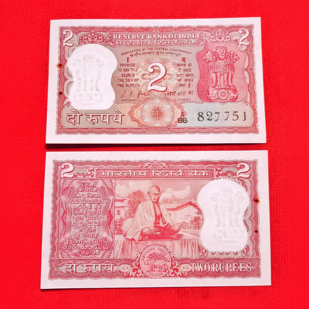 Buy Rs 2 back side gandhi reading books 827751 L K JHA Sign - Collection Bazzar