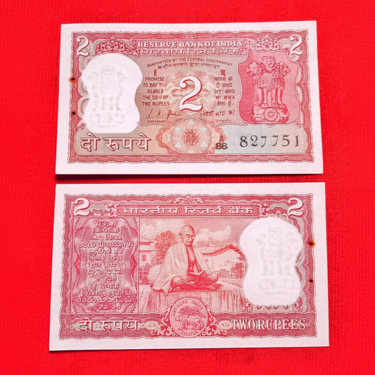 Buy Rs 2 back side gandhi reading books 827751 L K JHA Sign - Collection Bazzar