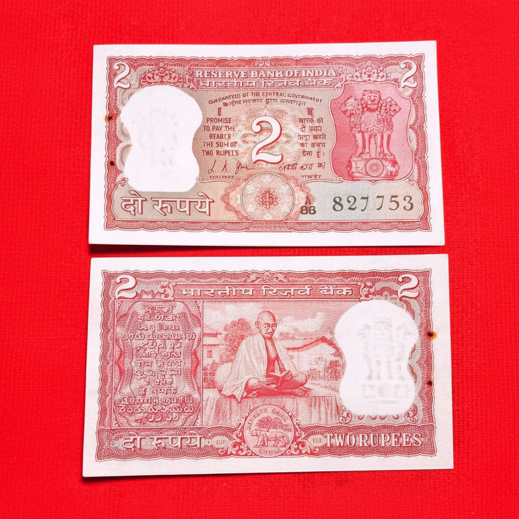 Buy Rs 2 back side gandhi reading books 827753 L K JHA Sign - Collection Bazzar