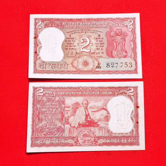 Buy Rs 2 back side gandhi reading books 827753 L K JHA Sign - Collection Bazzar