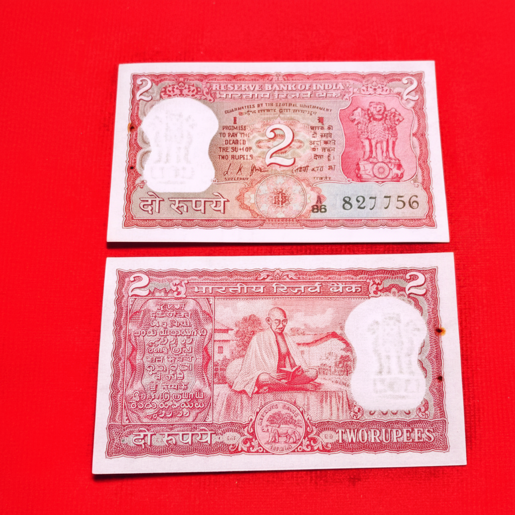 Buy Rs 2 back side gandhi reading books 827756 L K JHA Sign - Collection Bazzar