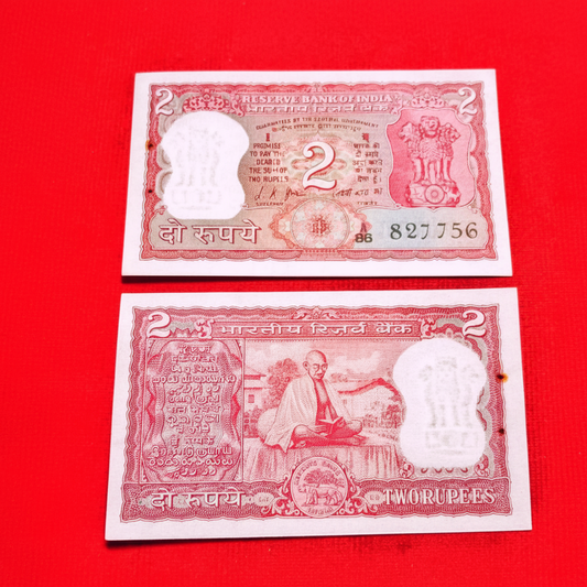 Buy Rs 2 back side gandhi reading books 827756 L K JHA Sign - Collection Bazzar