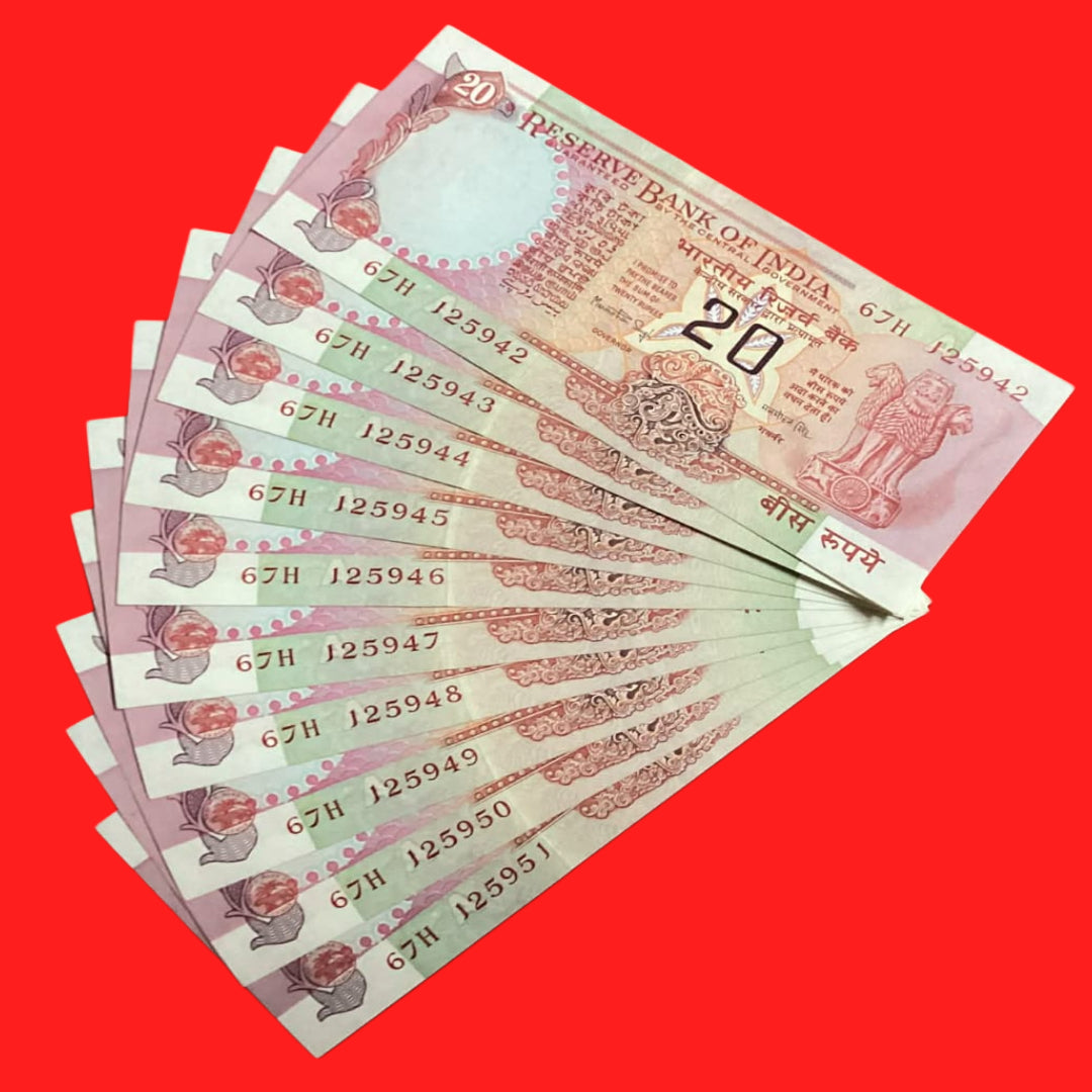 Buy Rs 20 Konark issue MANMOHAN SINGH 10 notes lot Extremely rare - Collection Bazzar