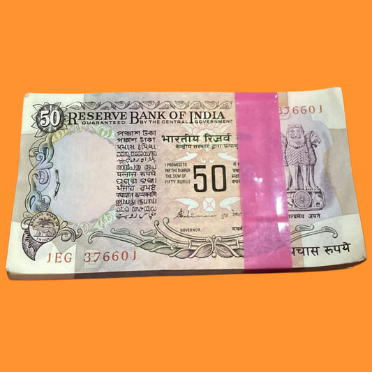 Buy Rs 50 Parliament issue serial packet 1EG 376601 S Venkatraman sign - Collection Bazzar