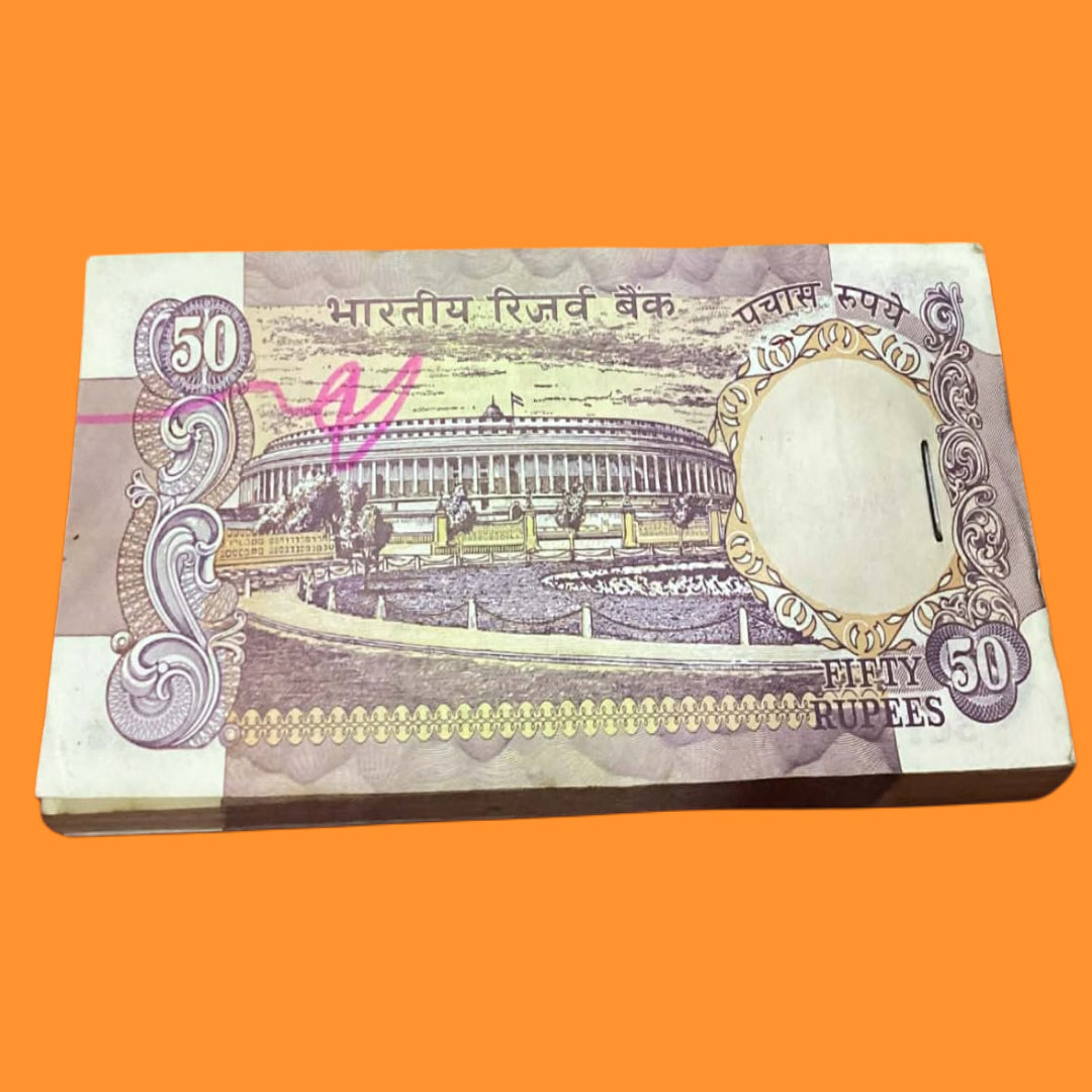 Buy Rs 50 Parliament issue serial packet 5CT 373801 RN Malhotra sign - Collection Bazzar