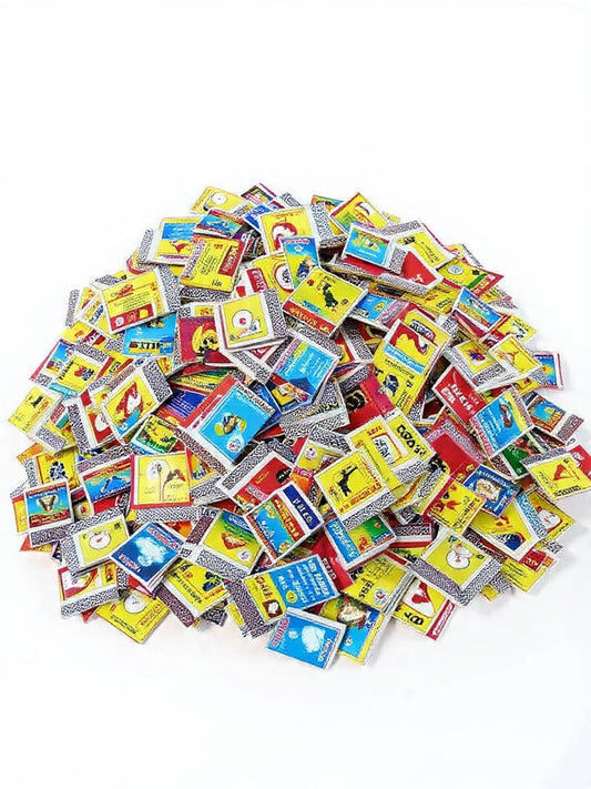 Colorful Vintage Matchbox Labels Bulk Pack – 100 Assorted Designs - Collection Bazzar