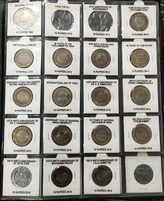 Complete Commemorative Coin Set - 151 Coins from 5 Paise to ₹10 - 1947 to 2025 Album - Collection Bazzar