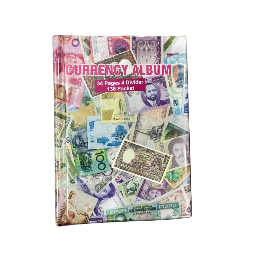 Currency Note Album (136 Pocket) – 34 Pages, 4 Dividers Collectors Edition - Collection Bazzar
