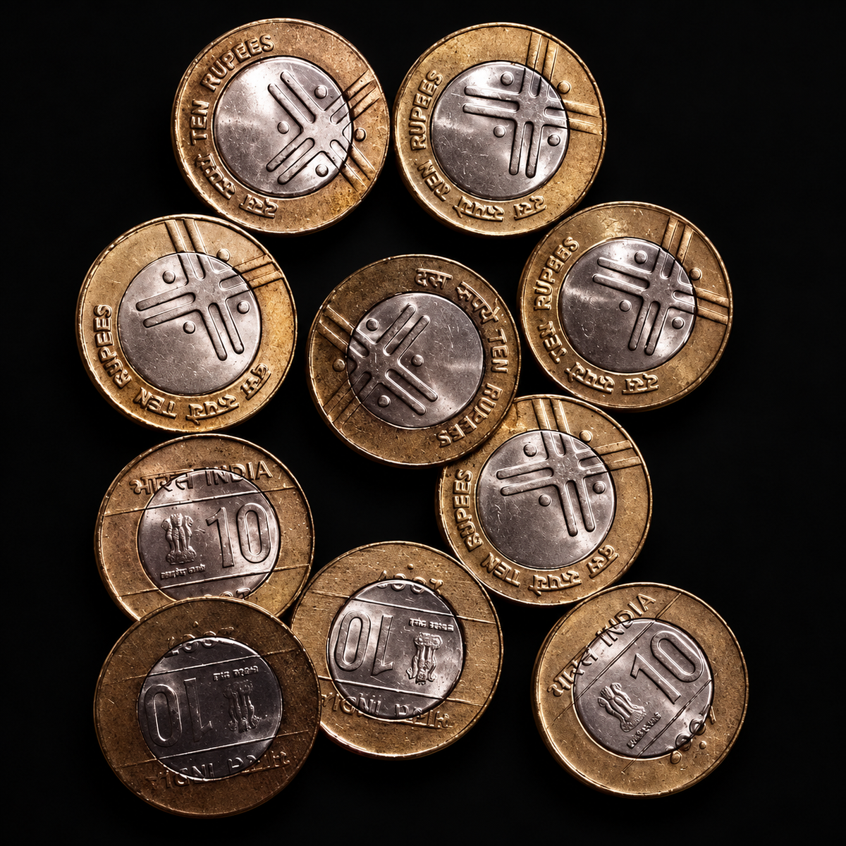 10 Rupees Cross Coin Year 2007  qty 10 PCs extremely rare