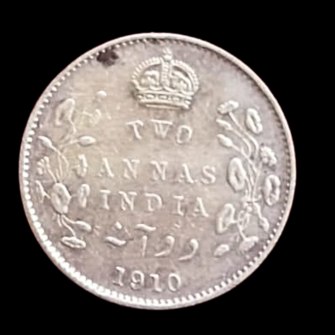 Edward 2 Anna 1910 Silver Coin Rare Collectible - Collection Bazzar