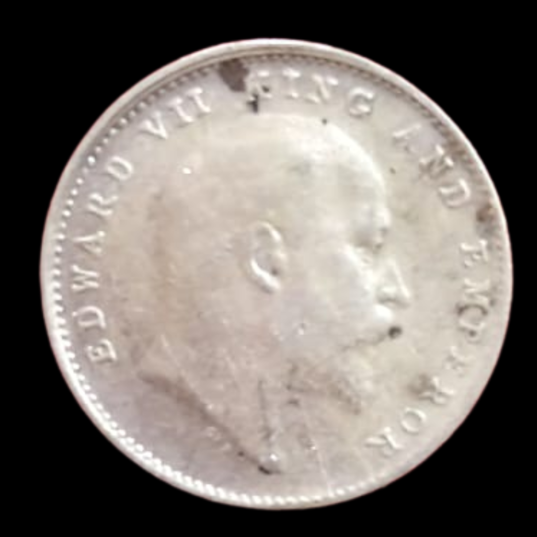 Edward 2 Anna 1910 Silver Coin Rare Collectible - Collection Bazzar