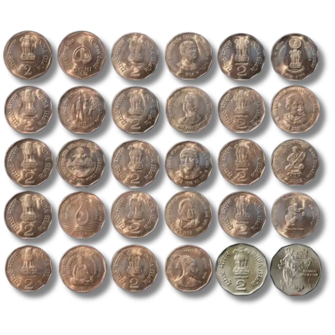 Extremely Rare Full Set of 15 Commemorative Rs 2 Coins (1982–2003)